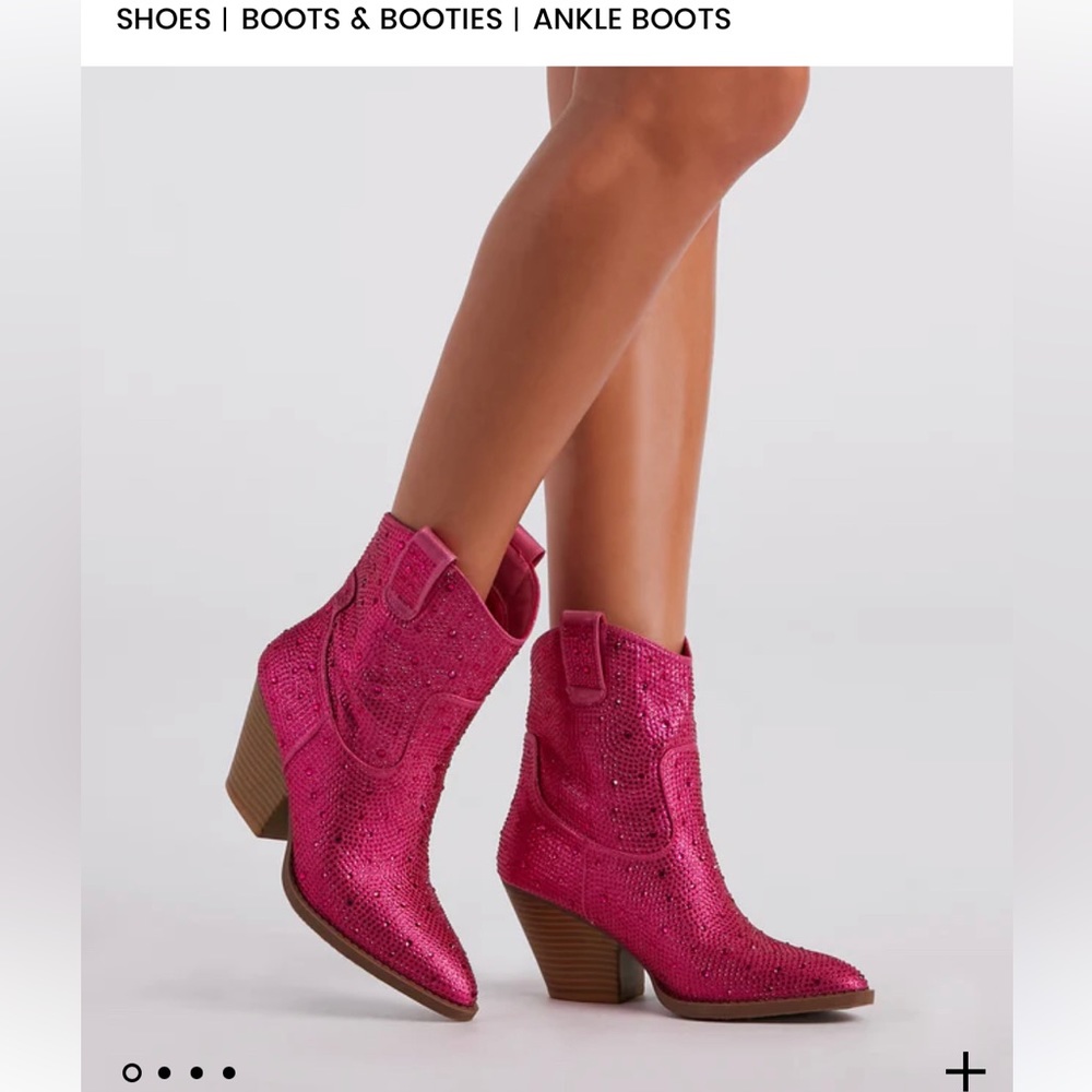 Pink Rhinestone Cowboy Boots Short